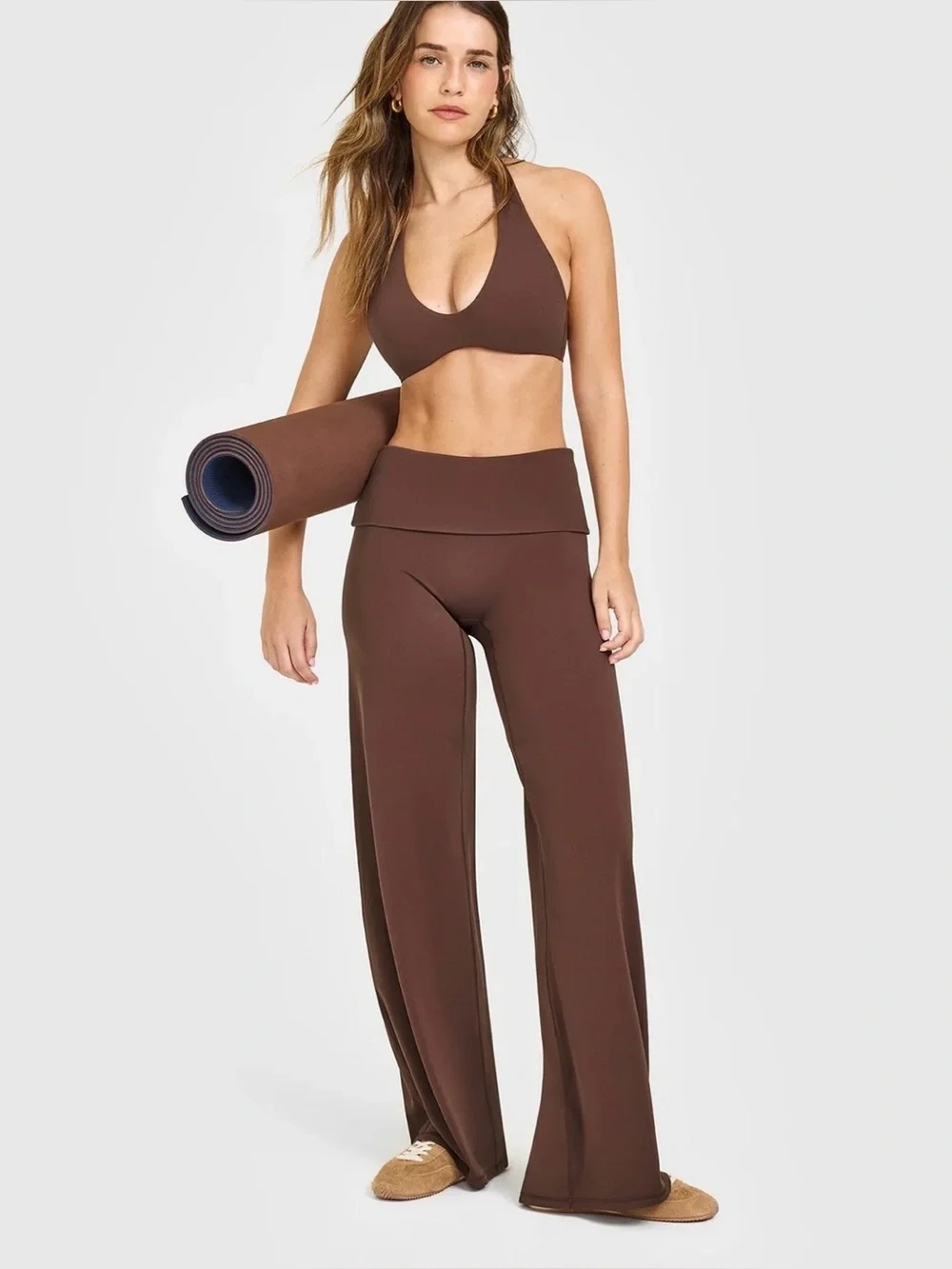Oner Active SOFT MOTION FOLD OVER STRAIGHT LEG PANTS Espresso Brown M Regular